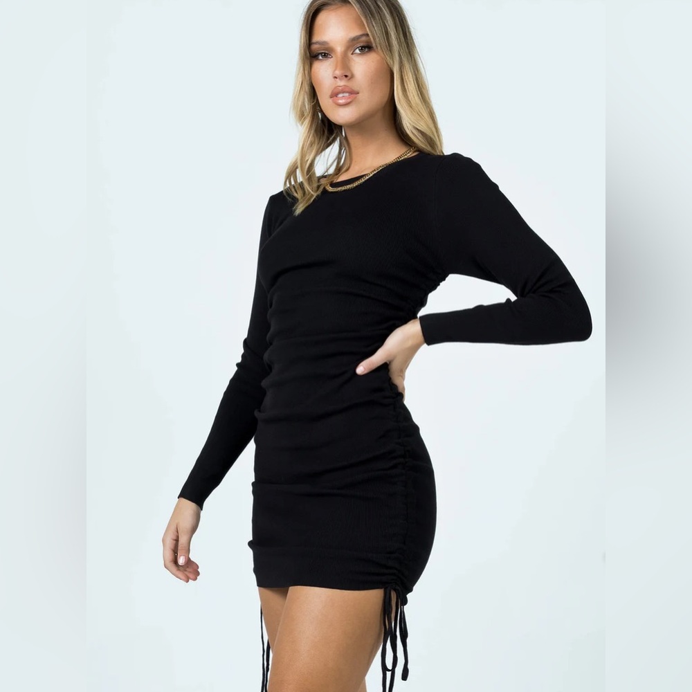 Princess Polly Lioness Military Minds Ruched Dress Black